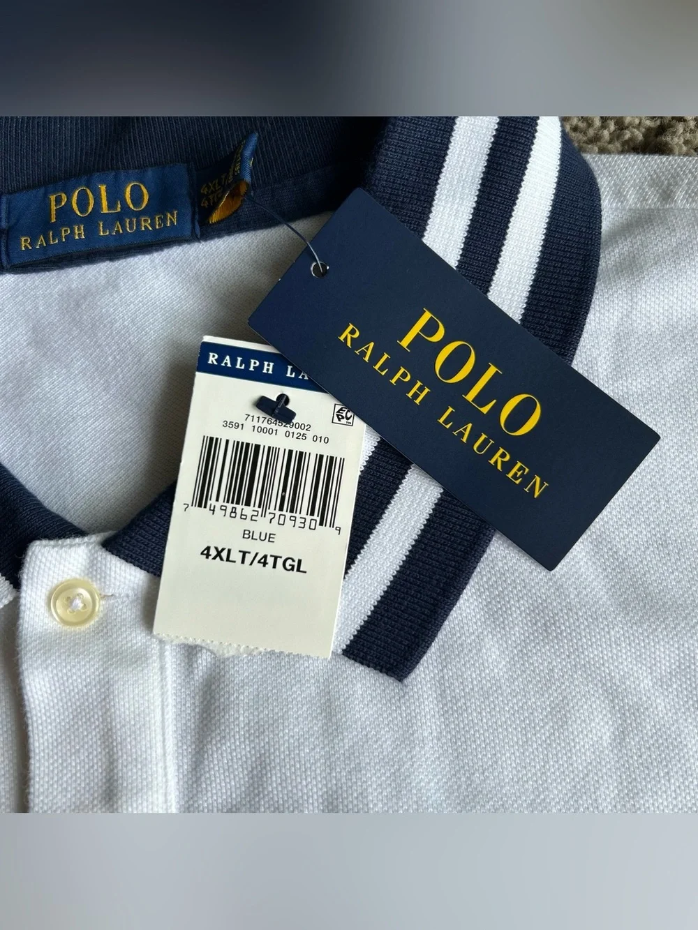 NWT Polo Ralph Lauren Shirt Mens 4XL TALL White Novelty Heritage Crest Big Pony